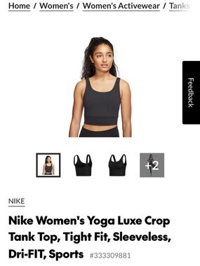 Nike Yoga Luxe Infinalon Crop Tank Top – Black NWT